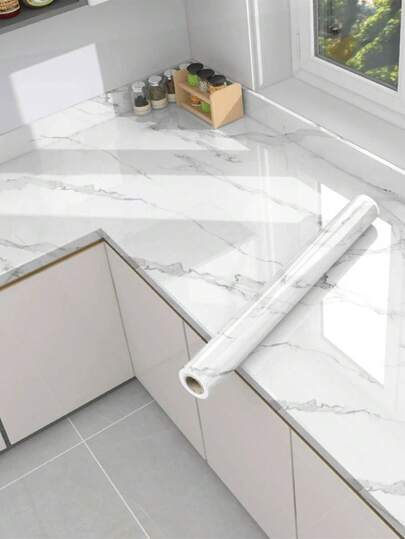 1 件白色自粘厨房贴纸，防水防油自粘墙贴，炉灶面瓷砖，橱柜桌面翻新，大理石膜，浴室洗脸盆，大理石墙贴房间装饰家居装饰客厅装饰房屋装饰墙纸壁纸厨房装饰墙艺术墙装饰厨房配件厨房用品