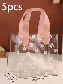 5pcs Daisy Printed Gift Bags, Transparent Pvc Gift Packaging Bags, Convenient Hand-Held Gift Bags, Suitable For Weddings, Small Business, Shopping, Parties, Birthday Parties And Other Holiday Gift Packaging, Valentine's Day Gifts, Holiday Gifts. - Daisy Gift Bag - View 21