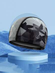 1 pieza Gorro de natación de alta elasticidad, de uso universal para adultos, de unicolor y estampado, empaquetado individualmente en cartón, esencial para la playa, accesorio de playa, flotador de piscina