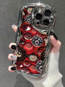 Eyes Pattern Electroplating Cream Wavy Transparent Minimalist Shockproof Phone Case Compatible With IPhone 16/15 XR /7/8 /16 Pro Max /13 Case/IPhone 15 Pro Max/12 Pro Max/13 Pro Max/14 Pro Max 13 14 11 12 Women Phone Case 11 12 P14 P11 Soft Shell P12 Anti-Fall XS.XR /78P.78GES2 Phone Case Cover
