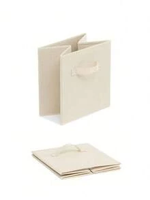 Bộ 3 hộp đựng đồ bằng vải có thể gập lại, có tay cầm, kích thước 11 inch, thích hợp để trong tủ quần áo, phòng trẻ em hoặc trên kệ. - Màu be - Xem 5