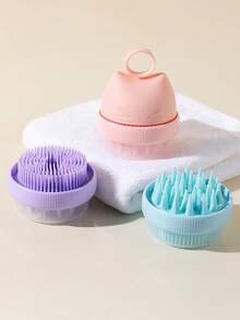 1pc 2-In-1 Silicone Pet Grooming Brush With Massage Balls - Gentle Bath & Massage Tool For Dogs And Cats - Multicolor - View 3