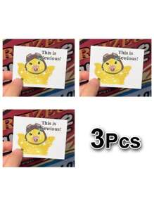 1/3pcs "This Is Sewious" Humorous Stickers, Adorable Yellow Chick With Green Scarf & Goggles, Pilot-Themed Design, Decorate Your Laptop, Water Bottle, Journal, Skins, Guitars, Helmets, Office Supplies, School, Skateboards, Luggage, And Other Funny Decal,School Supplies,Back To School