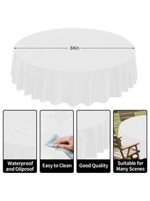 1件/6件/10件一次性圆形塑料桌布，防水防污，餐桌装饰，213厘米 - 彩色 - 查看 3