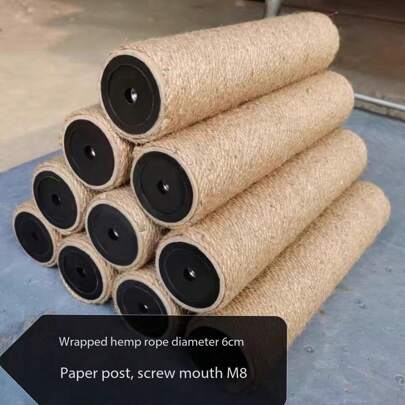 2 Pcs Hemp Cat Scratching Post DIY Cat Climbing Frame Vertical Cat Climbing Frame Accessories Durable Yellow Hemp Replacement Cat Climbing Post Home Use