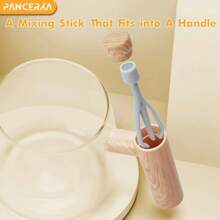 SOKANY 400ml Electric Self-Stirring Mug - High Borosilicate Glass Mixing Cup With Wooden Handle, Suitable For Coffee, Milk, Protein Powder - Ideal For Home, Office, Travel, Office Drinkware | Minimalist Mug | High Borosilicate Glass Mug - White - View 4