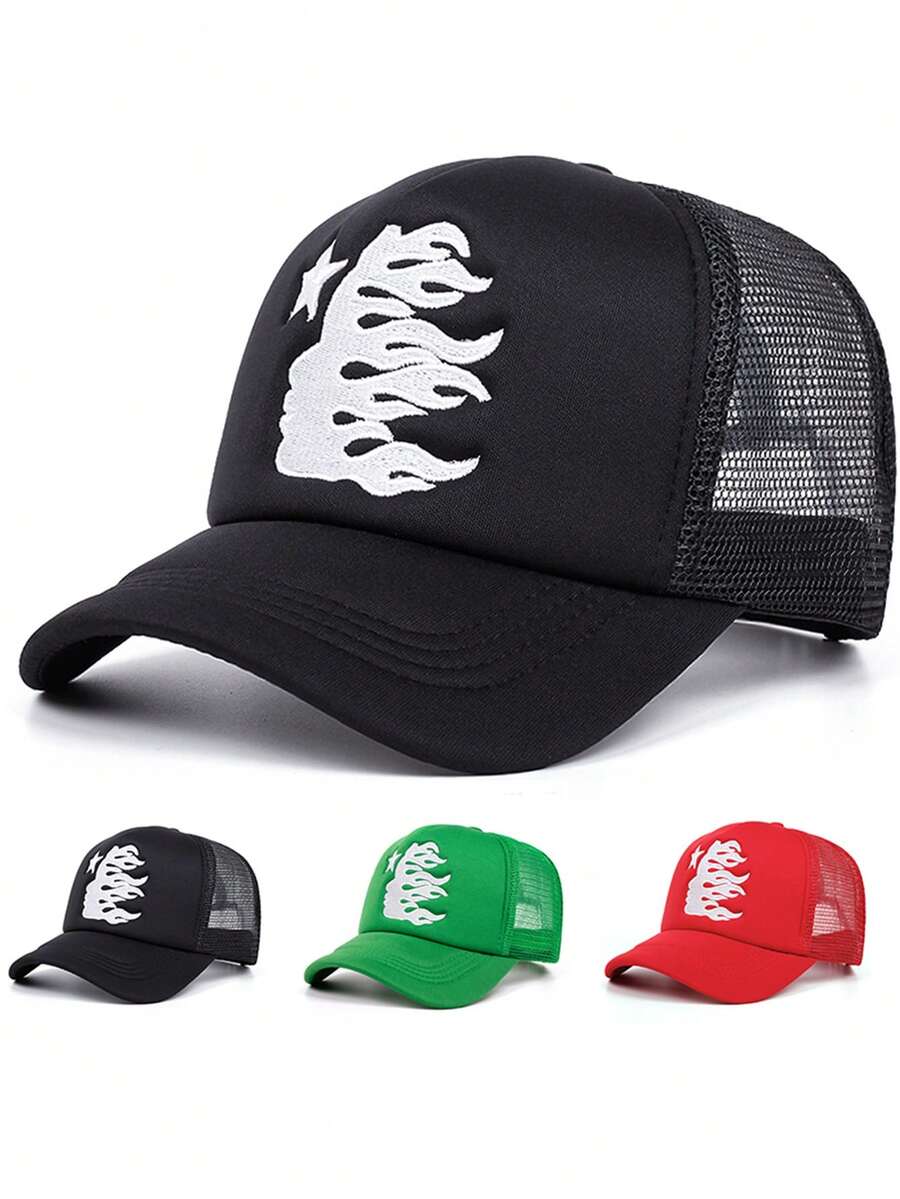 Five-Pointed Star Figure Three-Dimensional Embroidered Sponge Baseball Cap, Men's And Women's Outdoor Sports Event Casual Cap, American Truck Driver Cap, Hip-Hop - 黑色 - 查看 1