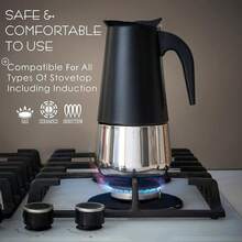 New  6 C Greca Stovetop Pr Maker 10oz, Moka Pot  Cee Percolator Dign, Stainls Steel Stove Top Cee Maker For Camping Or Home, Italian Cee Maker Stovetop, Black Cee Pot - 黑色 6C - 查看 6