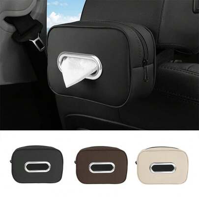 Soporte de Caja de Pañuelos para Coche de Cuero Nappa, Consola Central de Coche, Reposabrazos, Caja de Servilletas, Visera Solar, Estuche de Pañuelos para Asiento Trasero con Correa de Fijación