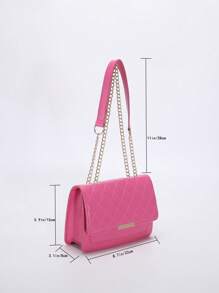 1 pezzo Borsa a tracolla quadrata mini in pelle PU imbottita di colore unito con decorazioni in metallo nero per donne