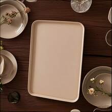 1pc Plastic Trays, Suitable For Kitchens, Restaurants, Picnics, Parties; Appropriate For Coffee, Beverages, Desserts, Fruits, Breads, And Tea. - Beige - View 4