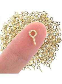100 Stücke/500 Stücke Mini-Nadelöhre, Nadelöhr-Haken, Fadenöse, Metallschraubenöse, Nadelöhr-Schmuckanhänger, Manschetten-Schmuckherstellung Zubehör, 10 mm / 0,39 Zoll