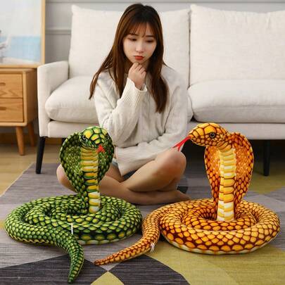 Keylingwd 50/170/240cm Large Realistic Plush Cobra Doll, Lifelike Plush Doll, Cobra Plush Doll, Scary Snake Plush Doll, Children's Birthday Gift, Halloween Gift, Decorative Gift, New Year Gift, Thanksgiving Gift, Funny Realistic Animal, Suitable For Boys And Girls (Due To Different Fabric Batches, The Color May Be Slightly Different, The Actual Product Is Close To The Promotional Image)