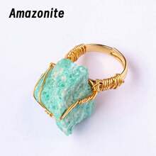 1 pièce Bague en pierre de cristal brut naturel, bande ouverte réglable, bijoux faits main, style vacances élégant, cadeau unique aux textures irrégulières
