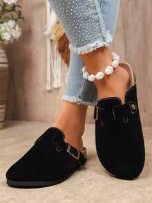 Boken Women's Slip-On Sandals With Thick Soles, Closed Toe, Casual Mule Shoes, Spring 2024 New Arrivals - Black - View 4