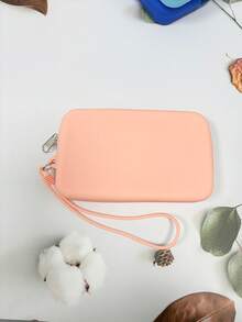 1 件硅胶材质多功能化妆收纳包，大容量收纳包，带抽绳的简约化妆包，便携式口红/硬币/数码/旅行包，防震耐压，耐热易清洁，美容化妆工具。