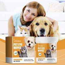 60pcs Pet Eye Cleaning Wipes, Dogs Remove Tear Stains & Cats Eye Care Wet Wipes