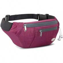Entchin Fanny Pack Women Men,Crossbody Belt Bag With 4-Zipper Pockets,Adjustable Waist Bag Pack,One Of Most Popular Travel Essential Gifts Walking,Traveling,Cycling - 酒紅色 - 查看 10