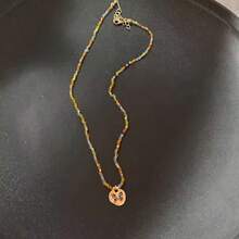 Vintage Brown Natural Stone Pendant Necklace For Women Fashion Geometric Long Leather Rope Necklace Sweater Chain Jewelry Gifts - Multicolor - View 4