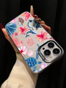 Funda de teléfono de cobertura total a prueba de golpes de TPU con estampado de estrella de mar, concha marina y caballito de mar compatible con Apple 16, 15, 14, 13, 12, 11 Pro Max y Series