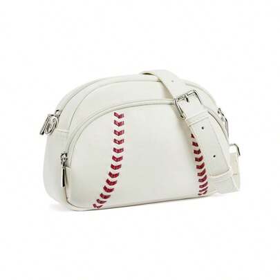 Baseball Design Crossbody Bag, Casual PU Leather Zipper Shoulder Bag For Men, Fashionable Novelty Design Crossbody Bag For Daily Used