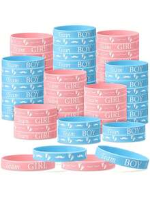 20/40 件性别揭示手环，男孩队硅胶腕带和女孩队硅胶腕带，性别揭示创意派对用品装饰 - 彩色 - 查看 2