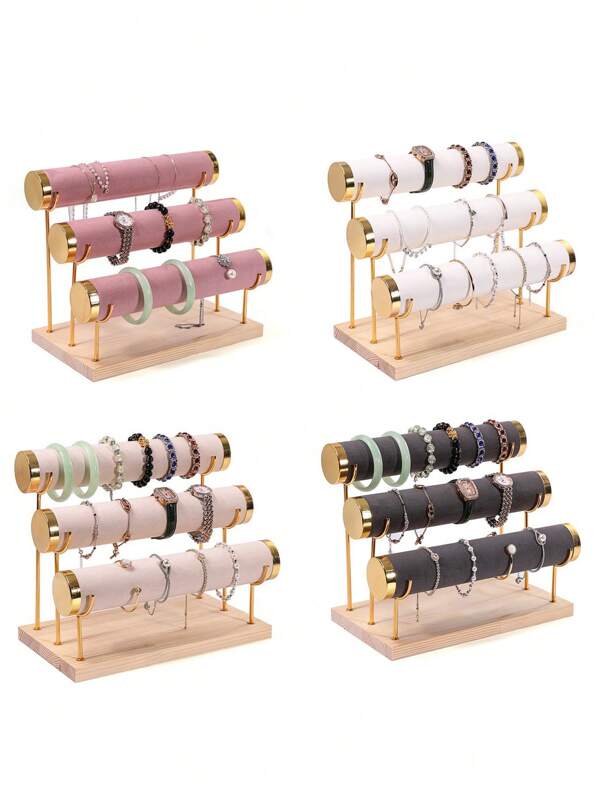 1 stuk zwart, groen, wit, beige, grijs, roze massief hout metalen sieradenrek armband displayrek armband displayrek sieraden displayrek sieraden displayrek voor vrouwen opbergorganizer reisbenodigdheden cadeau terug naar school