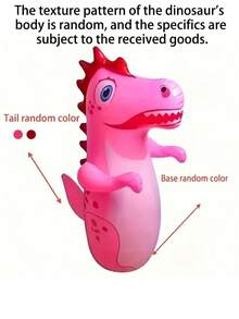 1 件充气耐用 PVC 恐龙沙袋玩具，随机恐龙身体纹理图案，适合家庭户外运动和玩耍，有黄色、绿色、玫红色可选