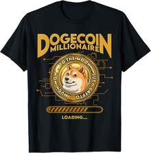 Camiseta de hombre divertida con el perro Doge y la frase "Dogin Millionaire" Crypto - Negro, Talla Mediana - Negro - Ver 1