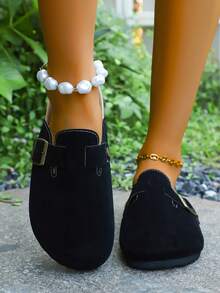 2025年春季女款新款厚底流行包头凉鞋一脚蹬休闲鞋 - 黑色 - 查看 3