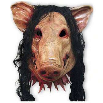 1pc Halloween Piggy Mask With Hair, Scary Piggy Head Mask, Funny Horrific Pig Face Mask, Suitable For Halloween Party