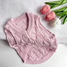 1pc Hollow Knit V-Neck Sweater For Small Dogs, Cat Pink Pet Clothes Anti-Shedding, Suitable For Outdoor Activities