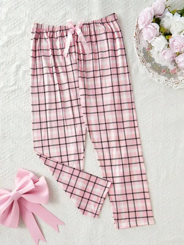 1pc Women Plaid Pants, Stylish Casual Versatile Comfortable Loungewear Home Pants