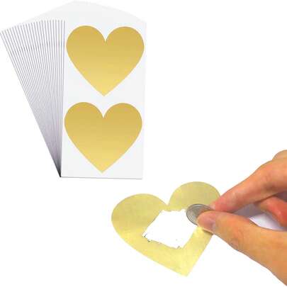 25/50pcs Scratch Sticker Tags - 6*7cm Heart Shaped Self-Adhesive Scratch Cards With Golden Scratch Board, For Lottery Tickets, DIY Lottery Game, Reward Cards, Promotions