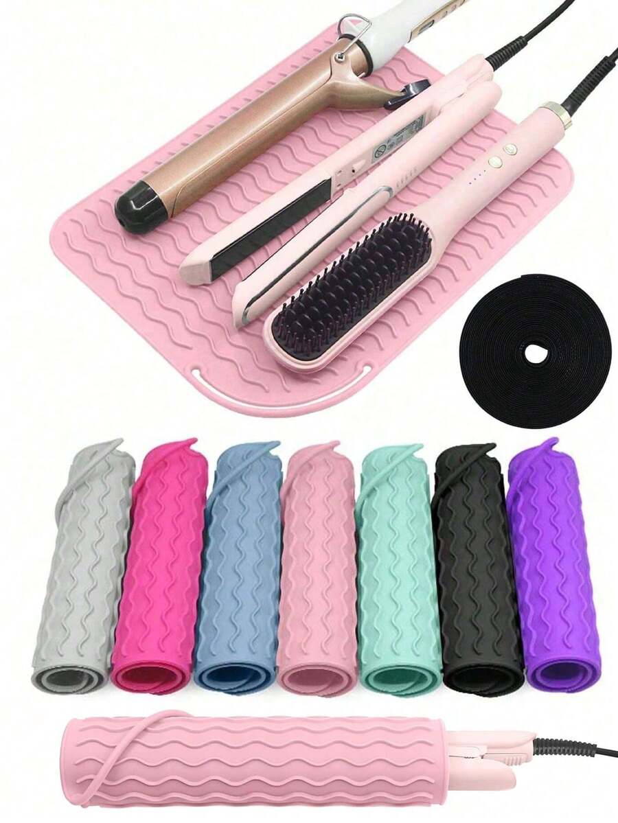 1 set di tappetini in silicone resistenti al calore, tappetino da viaggio portatile, adatto per piastre arricciacapelli, piastre per capelli, arricciacapelli, custodia da viaggio, strumenti per lo styling dei capelli, isolamento efficace, borsa portaoggetti con molletta, tappetino per arricciacapelli, facile da trasportare, essenziale per il ritorno a scuola, adatto per pettini, asciugacapelli, capelli, parrucchieri, viaggi, prodotti per lo styling dei capelli, strumenti per lo styling dei capelli, accessori per lo styling dei capelli, barbieri, attrezzature per lo styling dei capelli