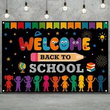 1 pieza, Fondo de anuncio decorativo de bienvenida de vuelta el primer día - Multicolor-6 - Ver 6