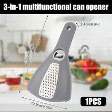 3-In-1 Can Opener, Stainless Steel PP Material Household 3-In-1 Lid Opener Grater Portable Multifunctional Jar Bottle Opener Vegetable Cheese Food Grater Kitchen Tool (Gray) - Yellow - View 9