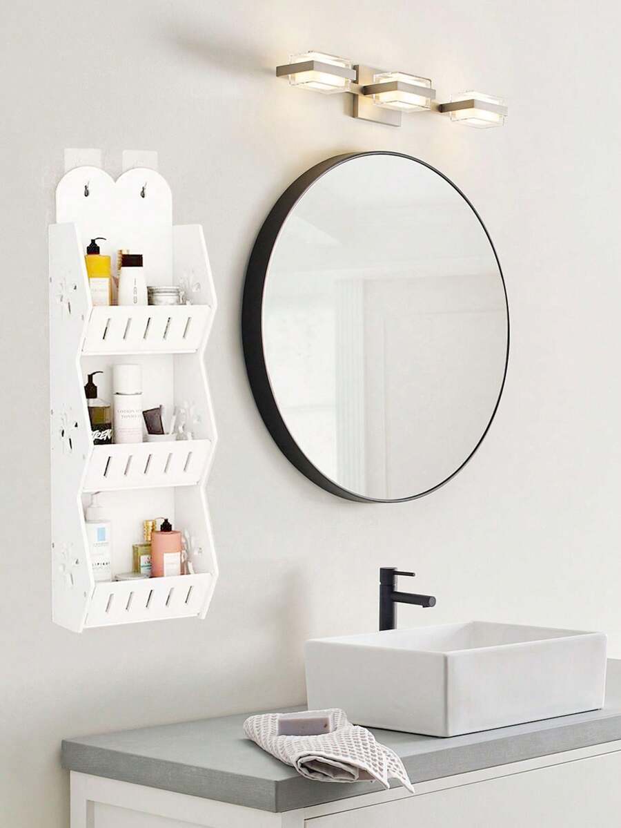 3pcs/2pcs/1pc Bathroom Shelves, No Drill Wall Mounted Racks, Multi-Layer Storage Shelves, Kitchen Racks, Plastic Storage Racks, Simple Design, Ins Style, Home Use, Budget-Friendly, No Installation Required, Sturdy, Space Saving - Multicolor - View 1