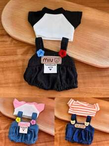 [Clothes Only] New 17cm Changeable Outfit For Labubu, Raglan Sleeve Overalls Set For Labubu - Multicolor - View 2