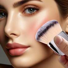 Jaasuee Makeup Brushes Set, Mini Multi-Functional Loose Powder And Blush Brush, Portable Soft Hair Beauty Tool (Silver) - White - View 4