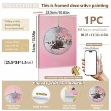 1幅装裱帆布墙画、海报、墙面装饰画 - 复古迪斯科球帆布艺术印刷品，适合现代简约风格的客厅、卧室、家庭办公室、宿舍装饰 | 时尚学院风墙画 - 彩色 - 查看 14