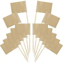 50 Pack Blank Toothpick Flags, Food Signs, Food Name Labels, Cheese Markers For Charcuterie Board Accessories, Party Buffet (50, Brown) - Brown - View 2