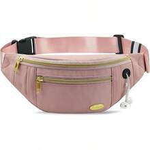 Entchin Fanny Pack Women Men,Crossbody Belt Bag With 4-Zipper Pockets,Adjustable Waist Bag Pack,One Of Most Popular Travel Essential Gifts Walking,Traveling,Cycling - 粉色 - 查看 1