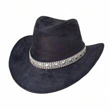 CHILDREN'S Suede Cowboy Hat With HEART BRILLIANT Band - màu đen - Xem 2