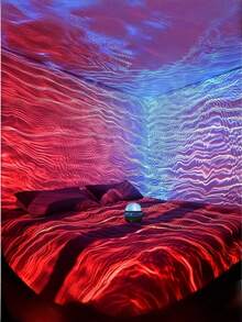 1pc USB-Powered Water Ripple Night Light – Multi-Color LED Star Light With Blue Lighting Effect, Perfect For Bedroom & Living Room Decor, Romantic Atmosphere Creator For Christmas, Valentine'S Day, Weddings, And Birthdays, Bedroom Night Light | Water Ripple Effect | Decorative Lamp, LED Lights For Bedroom - màu đen - Xem 5