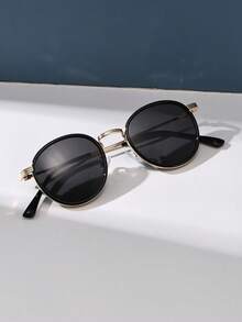 Polarized Retro Round Metal Fashion Sunglasses, Classic Design For Outdoor Sports, Cycling, Travel, Beach, Driving, Fishing, Summer UV Protection Sunglasses Shade Going Out Outfit Outdoor Beach Seaside Vacation And Gift For Family And Friends - màu đen - Xem 4