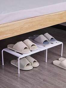 1pc Solid Color Detachable Expandable Multi-Tier Shoe Rack, Space-Saving Plastic Shoe & Slipper Storage Organizer, Suitable For Entryway, Under Bed, Bathroom, Closet - Grey - View 10