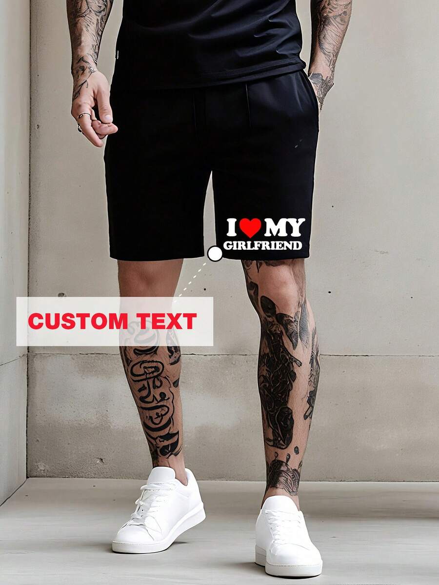 Customize A Pair Of Shorts, Input The Desired Text, And Make It A Gift For Friends Or Loved Ones - Black - View 1