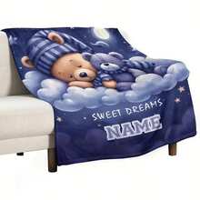 1 pezzo Coperta in flanella personalizzata a tema orsetto, morbida, leggera, adatta per divano, letto, uso all'aperto - regalo perfetto per compleanni e festività per famiglia e amici, adatta per tutte le stagioni - Multicolore - Visualizzare 4