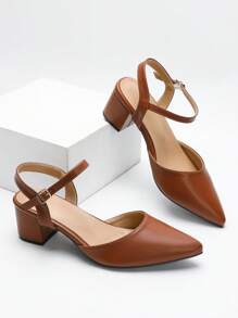 Wide Fit Ladies' Spring/Summer New Peep Toe Pointed Stiletto Sandals, Fashion Versatile Low Heel Backstrap Outdoor High Heels